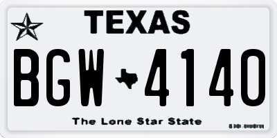 TX license plate BGW4140