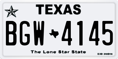 TX license plate BGW4145