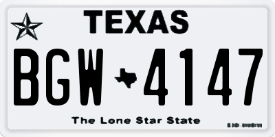TX license plate BGW4147