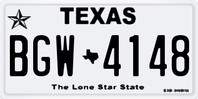 TX license plate BGW4148