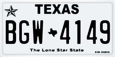 TX license plate BGW4149