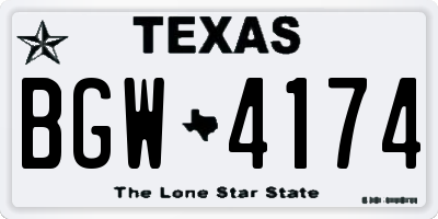 TX license plate BGW4174