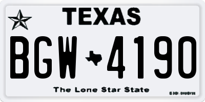 TX license plate BGW4190
