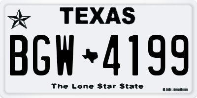TX license plate BGW4199