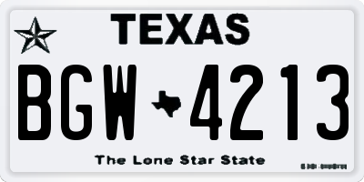 TX license plate BGW4213