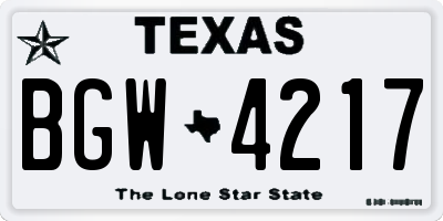TX license plate BGW4217