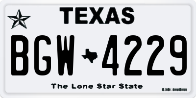 TX license plate BGW4229