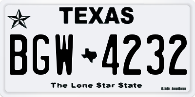 TX license plate BGW4232
