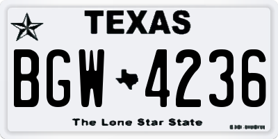 TX license plate BGW4236