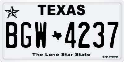 TX license plate BGW4237