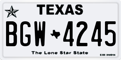 TX license plate BGW4245