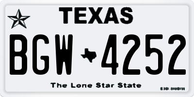 TX license plate BGW4252