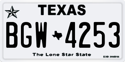 TX license plate BGW4253