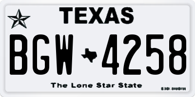 TX license plate BGW4258