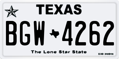 TX license plate BGW4262