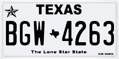 TX license plate BGW4263