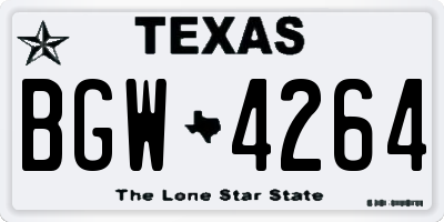TX license plate BGW4264