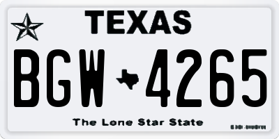 TX license plate BGW4265