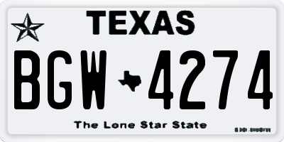 TX license plate BGW4274