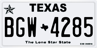 TX license plate BGW4285