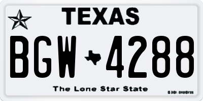 TX license plate BGW4288