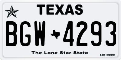 TX license plate BGW4293