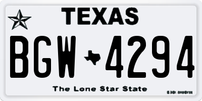 TX license plate BGW4294
