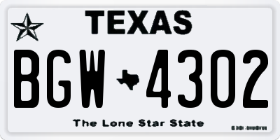 TX license plate BGW4302