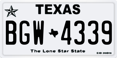 TX license plate BGW4339