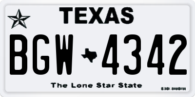 TX license plate BGW4342