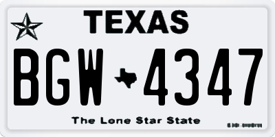 TX license plate BGW4347