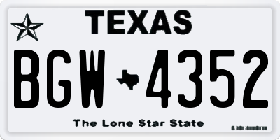 TX license plate BGW4352