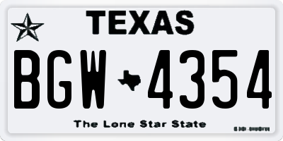 TX license plate BGW4354