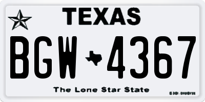 TX license plate BGW4367