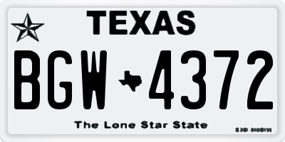 TX license plate BGW4372