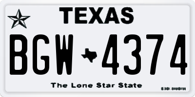 TX license plate BGW4374
