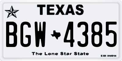 TX license plate BGW4385