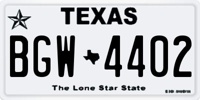 TX license plate BGW4402