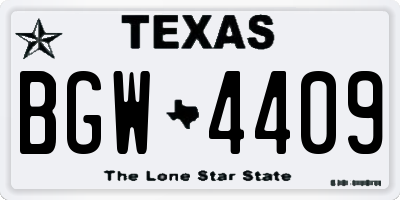 TX license plate BGW4409