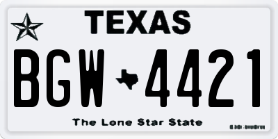 TX license plate BGW4421