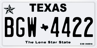 TX license plate BGW4422