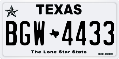 TX license plate BGW4433