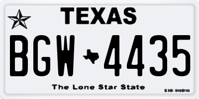 TX license plate BGW4435