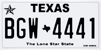 TX license plate BGW4441