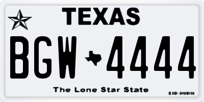 TX license plate BGW4444