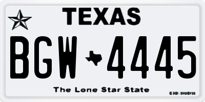 TX license plate BGW4445