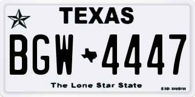 TX license plate BGW4447