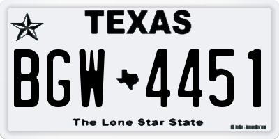 TX license plate BGW4451