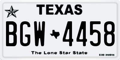 TX license plate BGW4458