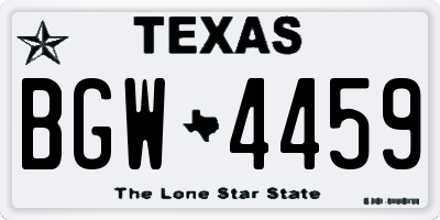 TX license plate BGW4459